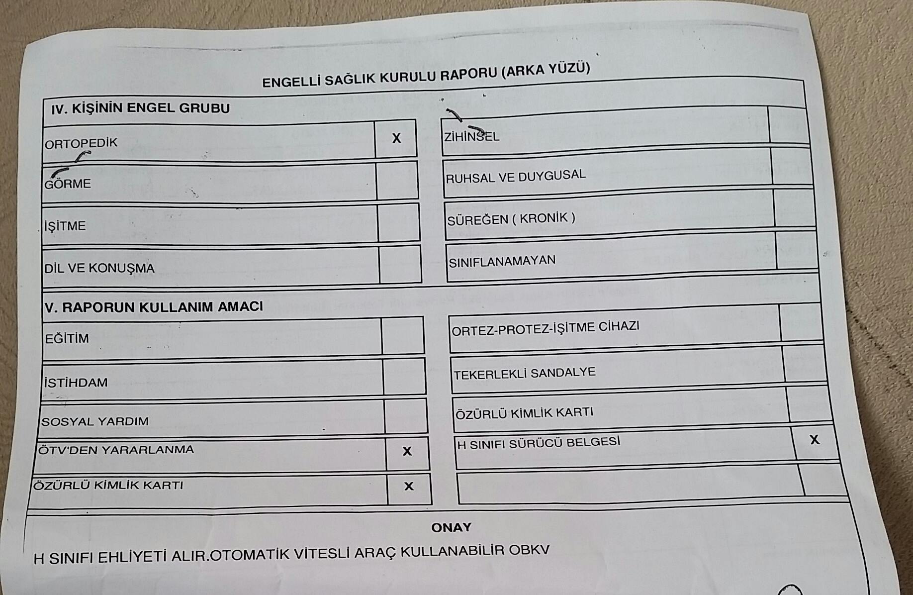 H Sinifi Surucu Belgesi Ve Otv Siz Arac Alimi Icin Rapor Paylasimlari